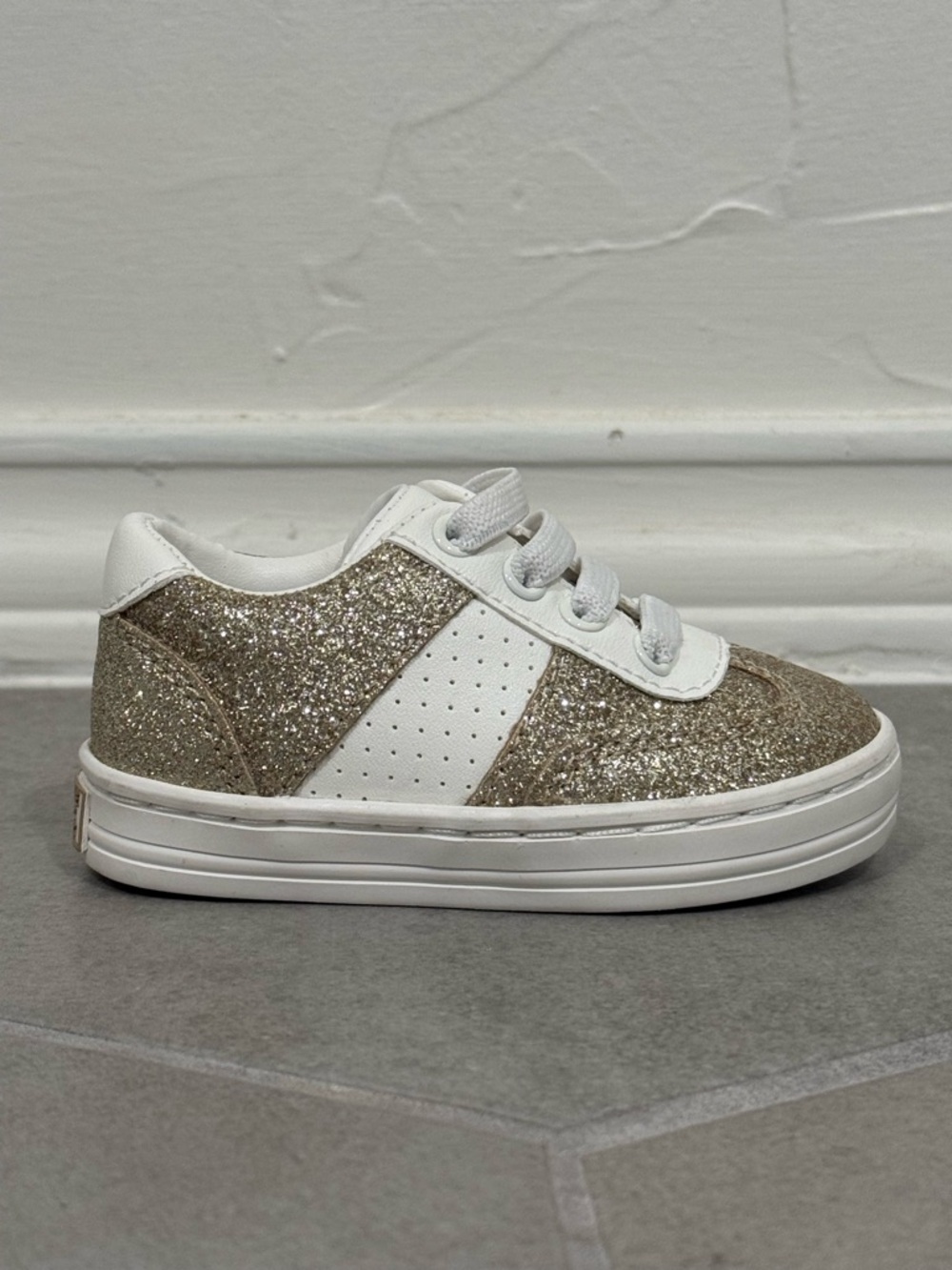 Janie and Jack - Infant size 4 - gold sparkly sneakers